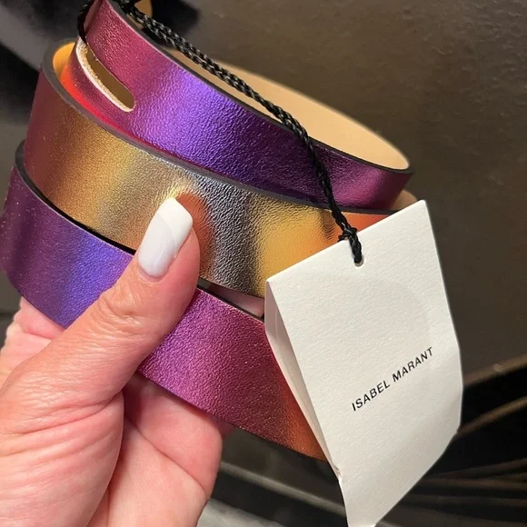 NWT Isabel Marant PINK ‘Lecce’ metallic belt